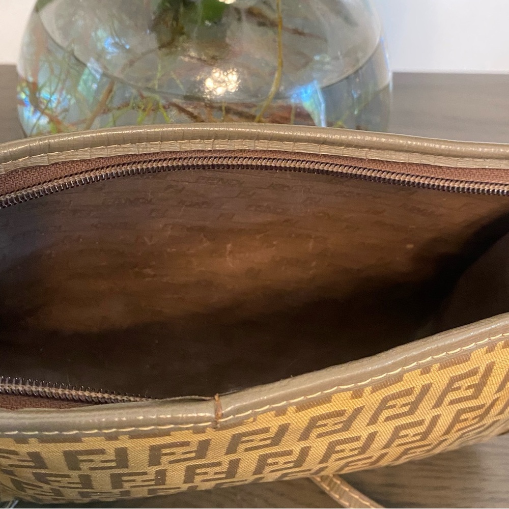 FENDI Zucchino Coated Canvas Leather FF Monogram Crossbody Purse Bag - Vintage - Picture 7 of 12